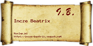 Incze Beatrix névjegykártya